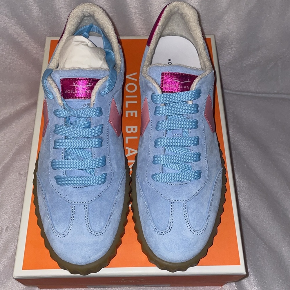 NWT VOILE BLANCHE INES Suede Sneakers in Light Blue-Pink - Picture 9 of 15